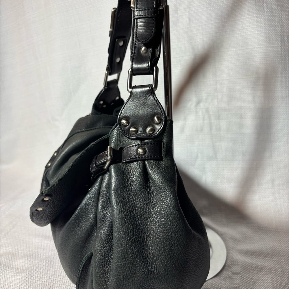 Kenneth Cole New York Black Pebbled Leather Shoulder Hobo Bag - Picture 11 of 17